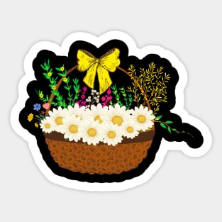 colorful flowers in the basket enjoying the spring Sticker